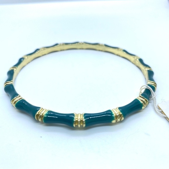 CHARMING CHARLIE NWT Teal and Goldtone Bangle Bracelet - Picture 4 of 5